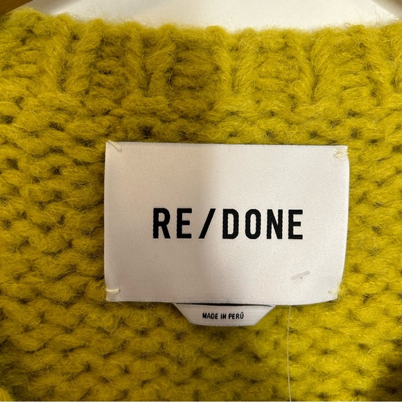 RE/DONE 50s V Neck Chunky Knit Pullover Sweater in Chartreuse - Picture 7 of 8